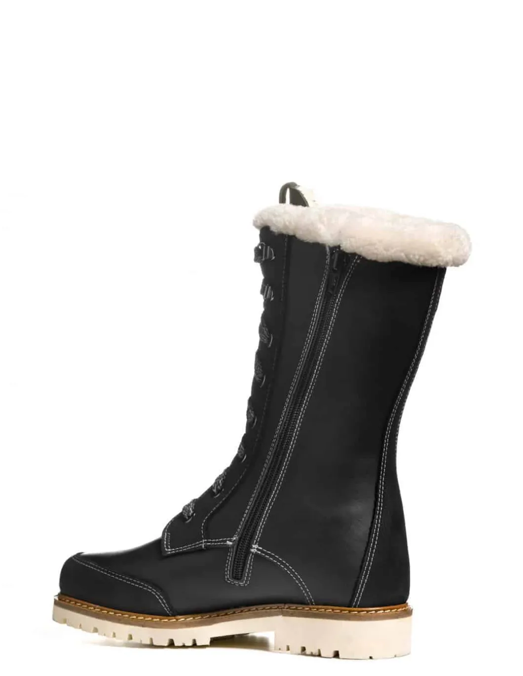 Bottes Canadiennes Anfibio Femme Cuir Doublées 100% Laine Naturelle Revers Mouton Retourné femme