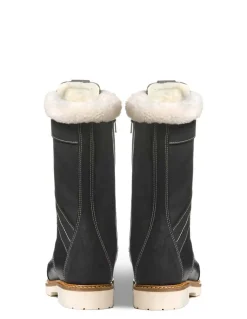 Bottes Canadiennes Anfibio Femme Cuir Doublées 100% Laine Naturelle Revers Mouton Retourné femme