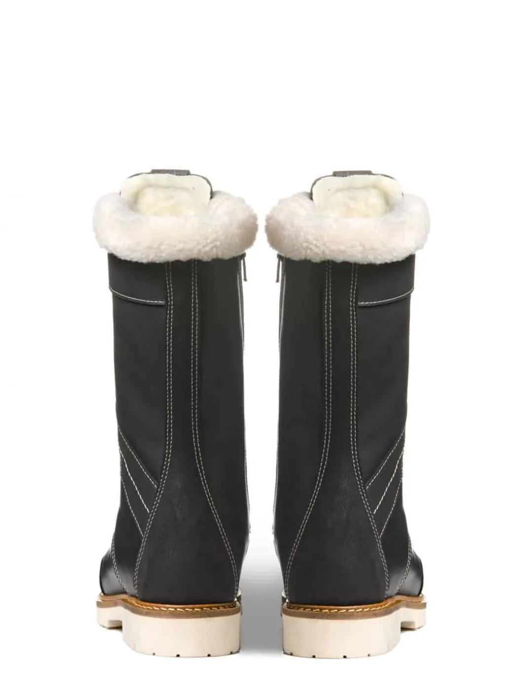 Bottes Canadiennes Anfibio Femme Cuir Doublées 100% Laine Naturelle Revers Mouton Retourné femme