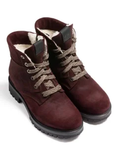 Bottines Canadiennes Femme Anfibio Cuir Doublées 100% Laine Naturelle