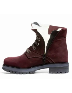 Bottines Canadiennes Femme Anfibio Cuir Doublées 100% Laine Naturelle