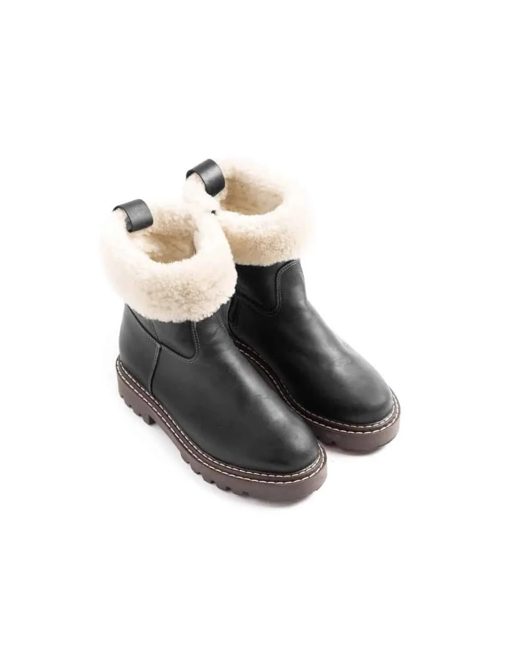 Bottines Hiver Femme Anfibio Cuir Doublées 100% Laine Naturelle