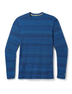Maillot Thermique Homme 100% Laine Mérinos Smartwool Col Rond Bleu Chiné