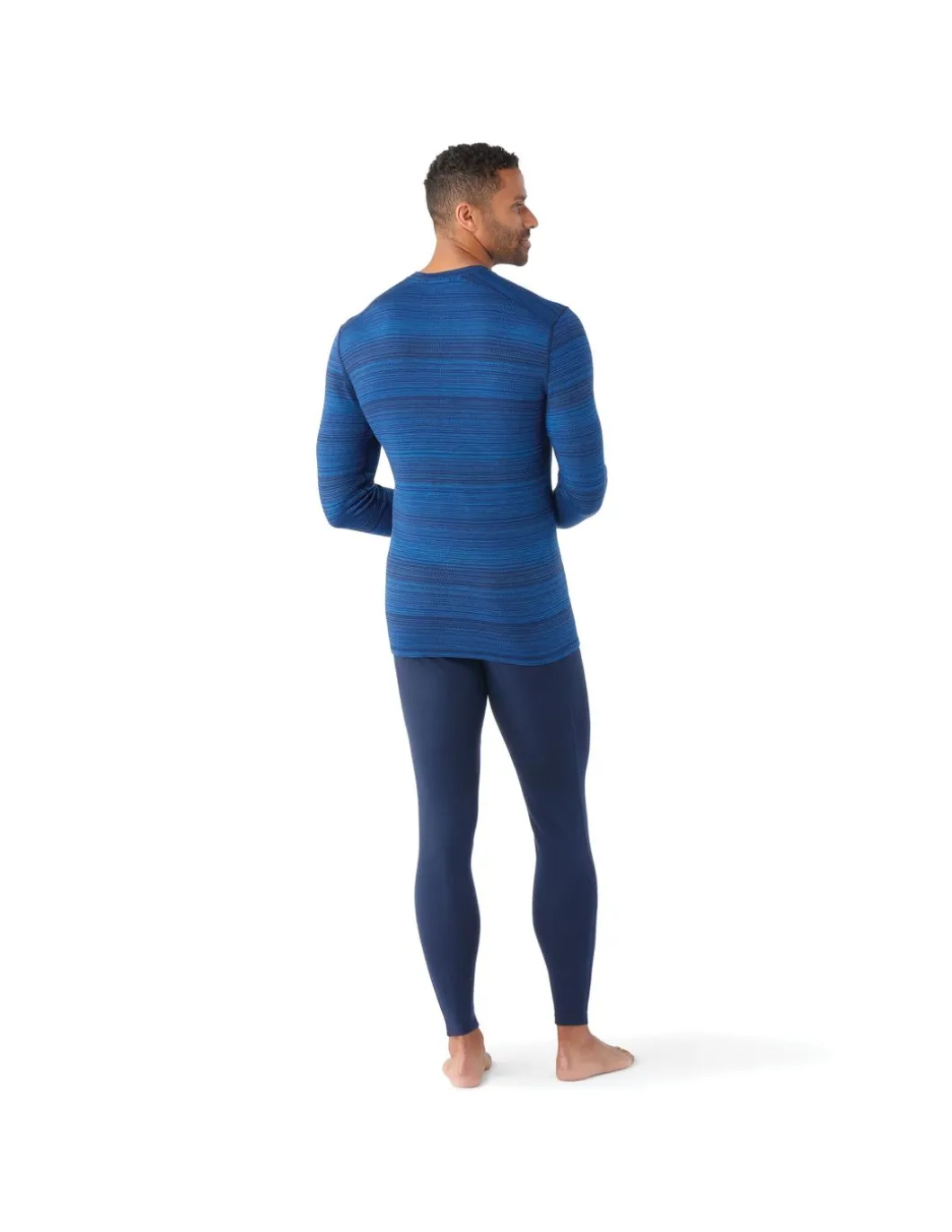 Maillot Thermique Homme 100% Laine Mérinos Smartwool Col Rond Bleu Chiné