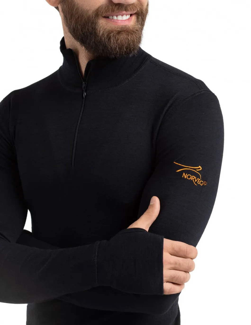 Maillot Thermique Zippé Homme Norveg En Laine Mérinos -30°C