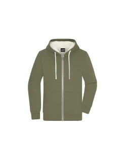Sweatshirt à Capuche Hommme Zippé Doublé Sherpa