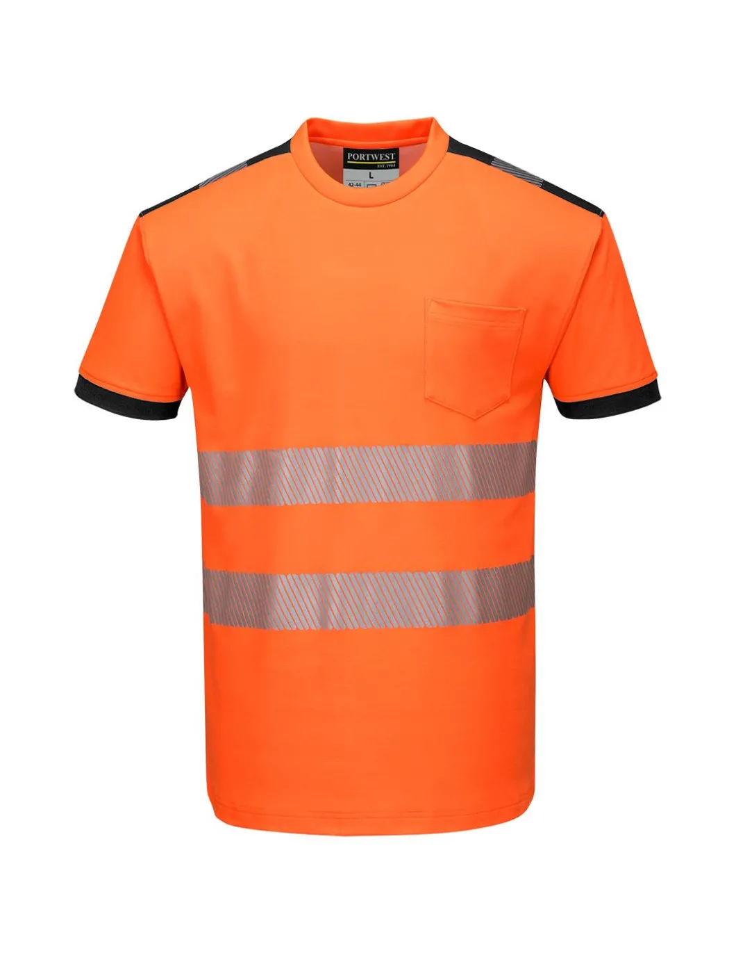 Teeshirt Coton Avec Poche Et Bandes Segmentées EN20471 Classe 2 T181 Portwest