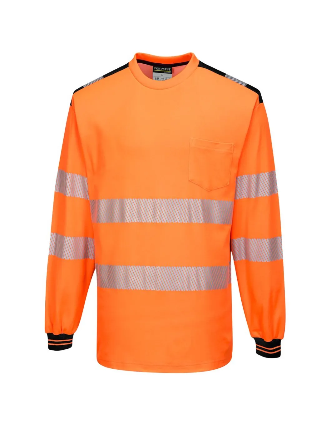 Tshirt Manches Longues Avec Poche Et Bandes Segmentées EN20471 Classe 2 T185 Portwest